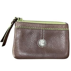 Fossil Brown and Green Pebbled Leather ID Key Holder